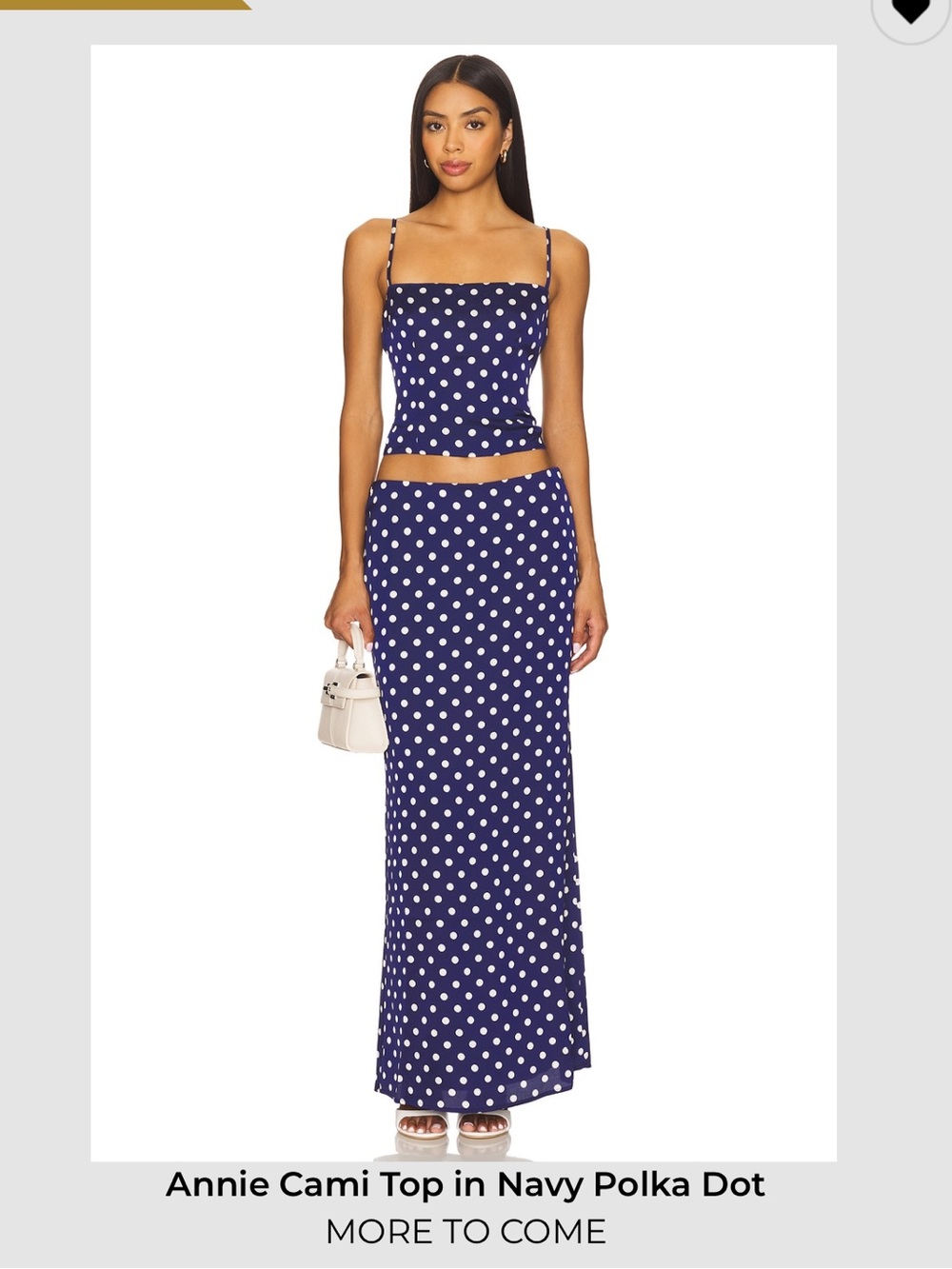 Annie Cami Navy Polka dot Top & Skirt set